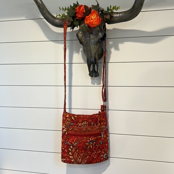 Orange Red Bright Blue Quilted Crossbody Bag - Picture 3 of 16